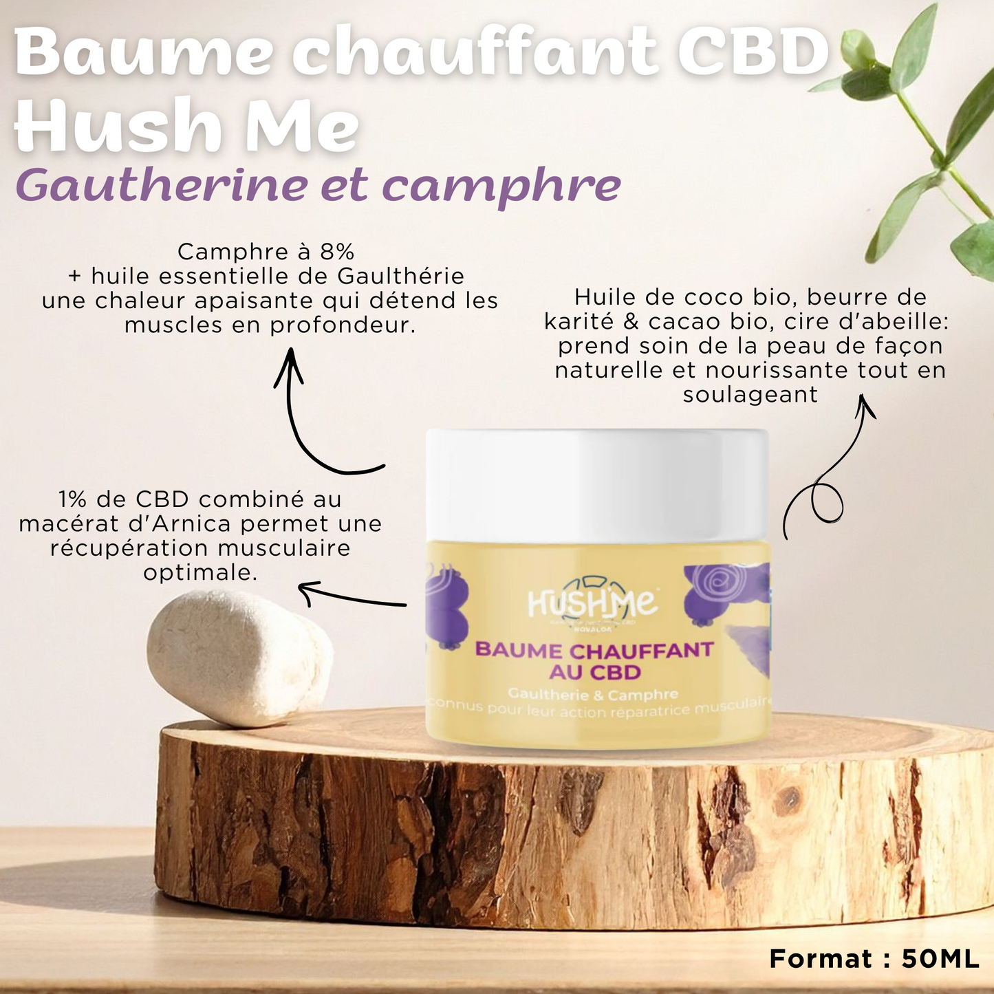 Baume CBD 1% Chauffant au Camphre