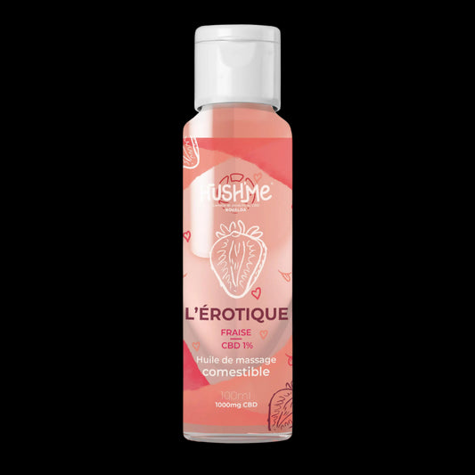 Huile de massage CBD 1% - Érotique Fraise