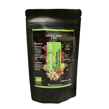 Infusion CBD 20% Rooibos Vanille Fraise BIO