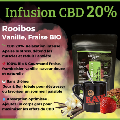 Infusion CBD 20% Rooibos Vanille Fraise BIO