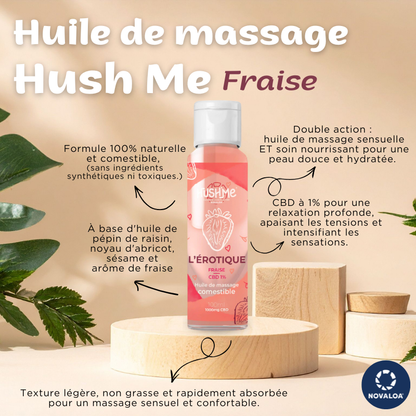 Huile de massage CBD 1% - Érotique Fraise